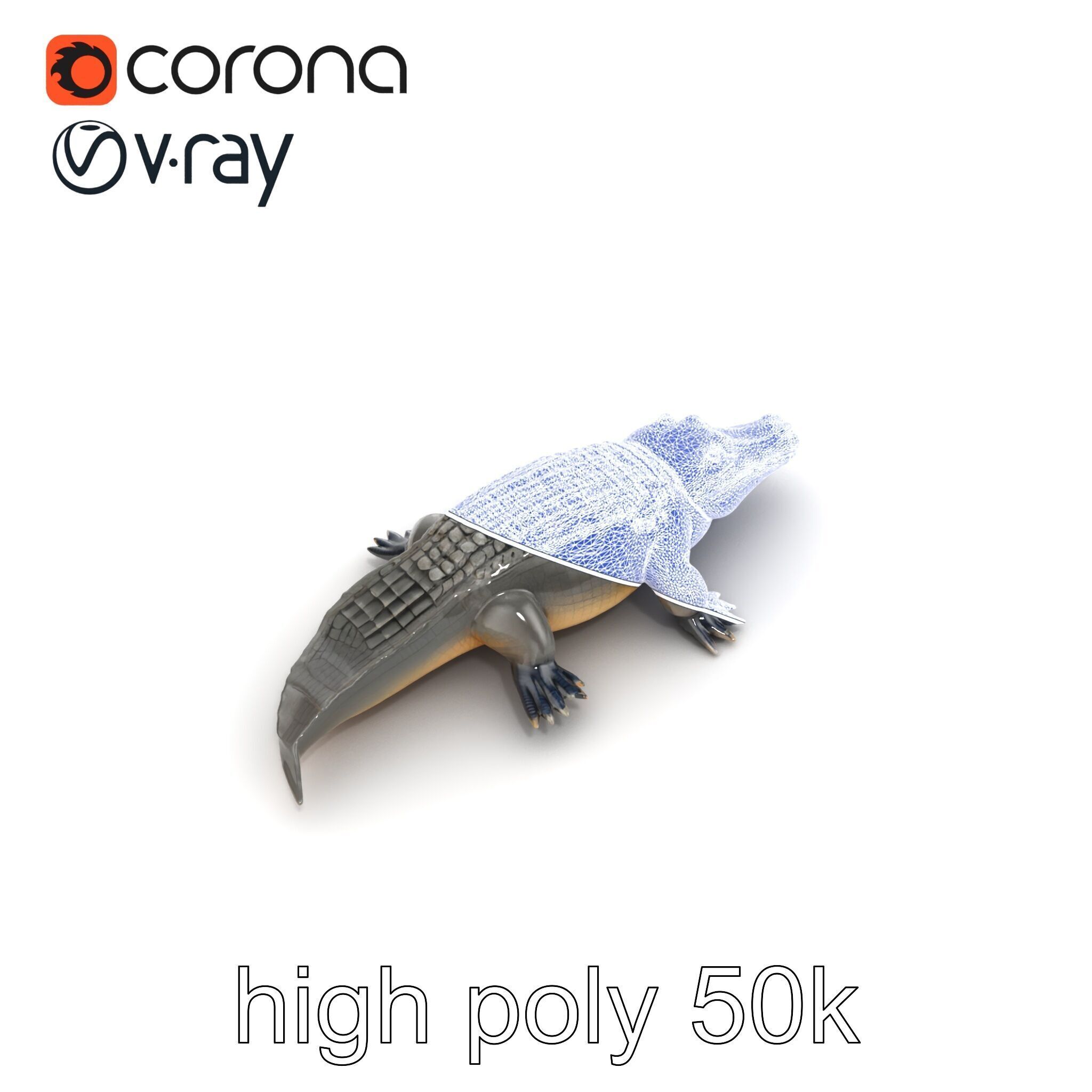 Colossal Saltwater Crocodile Sculpture model pack Low-poly 3D model_26