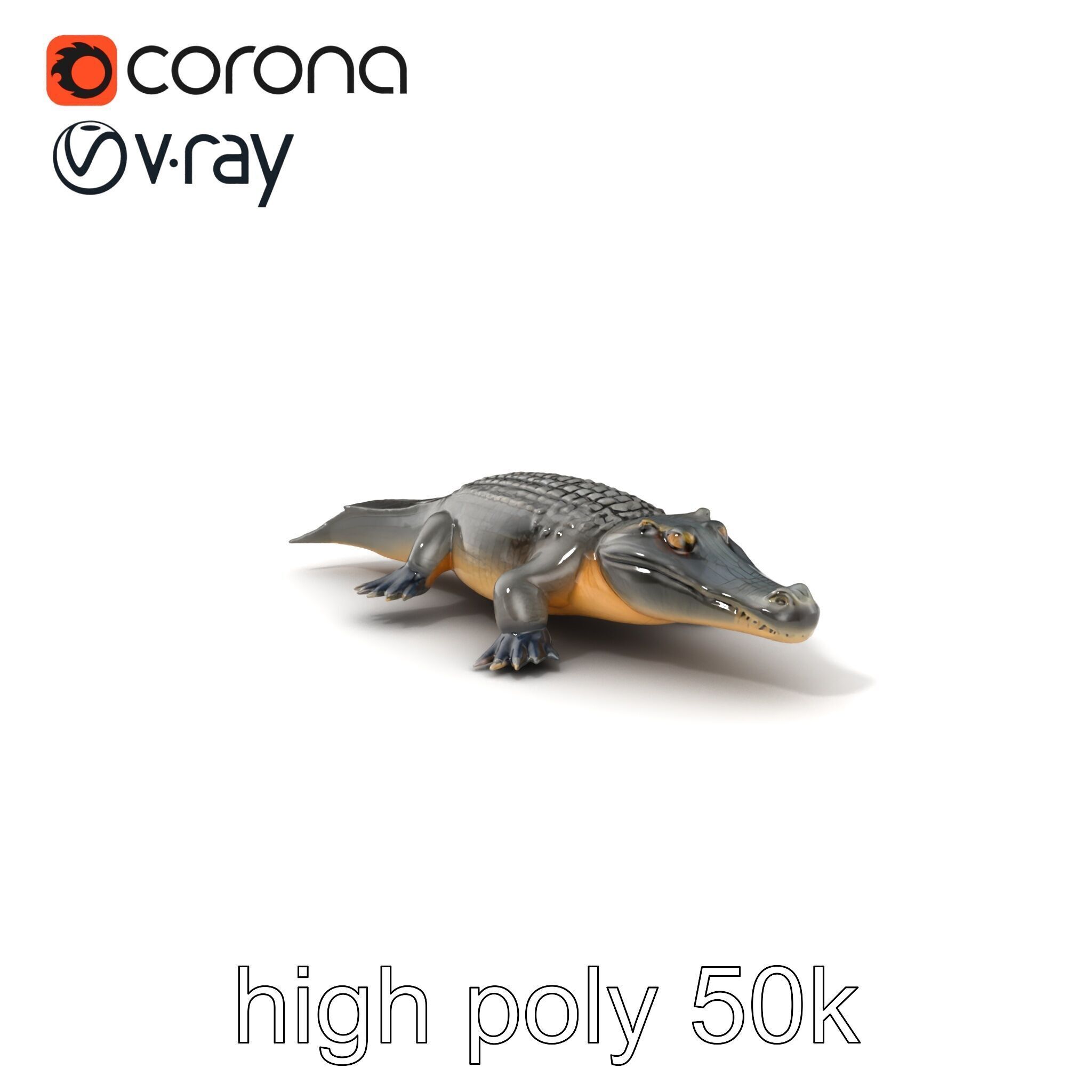 Colossal Saltwater Crocodile Sculpture model pack Low-poly 3D model_2