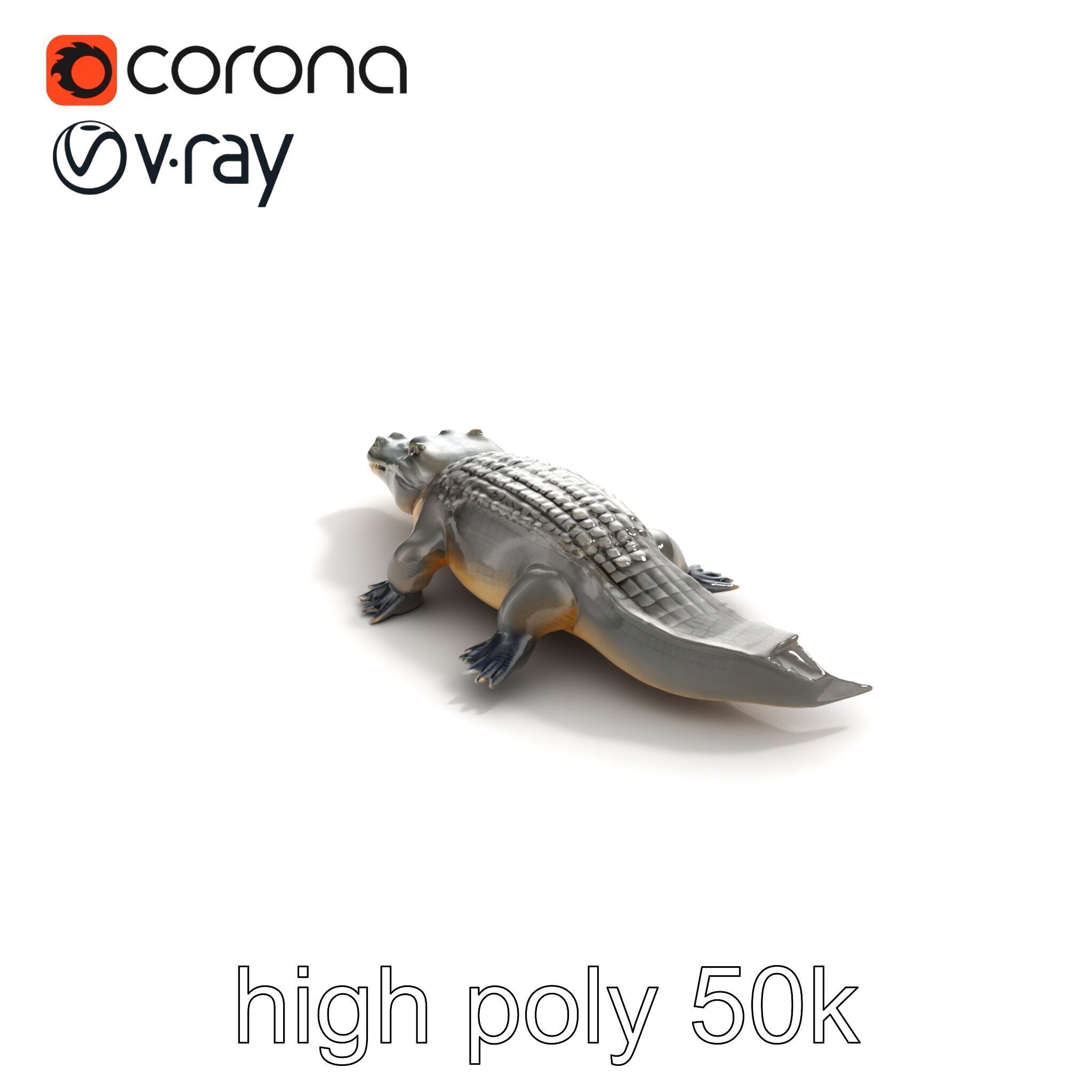 Colossal Saltwater Crocodile Sculpture model pack Low-poly 3D model_19