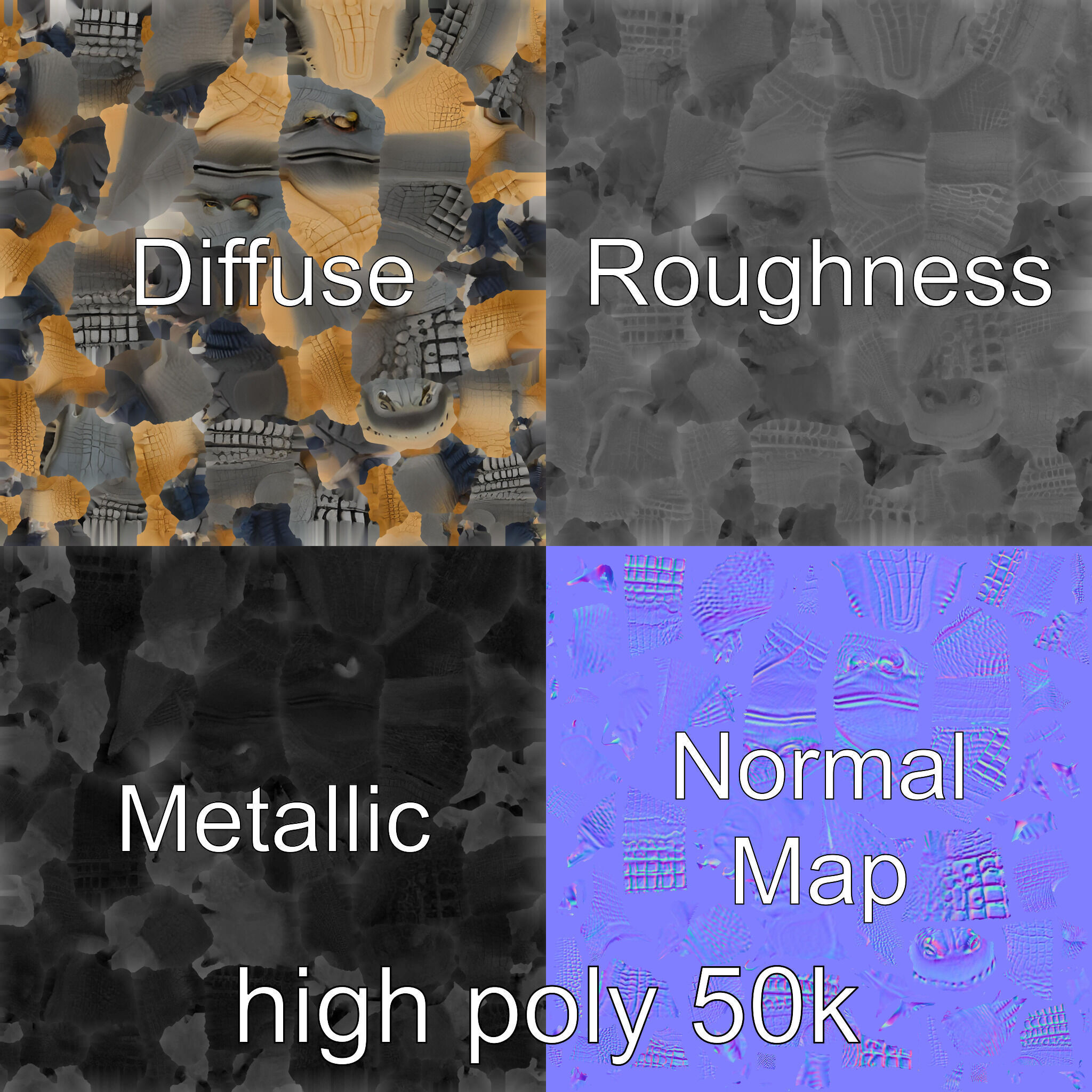 Colossal Saltwater Crocodile Sculpture model pack Low-poly 3D model_3