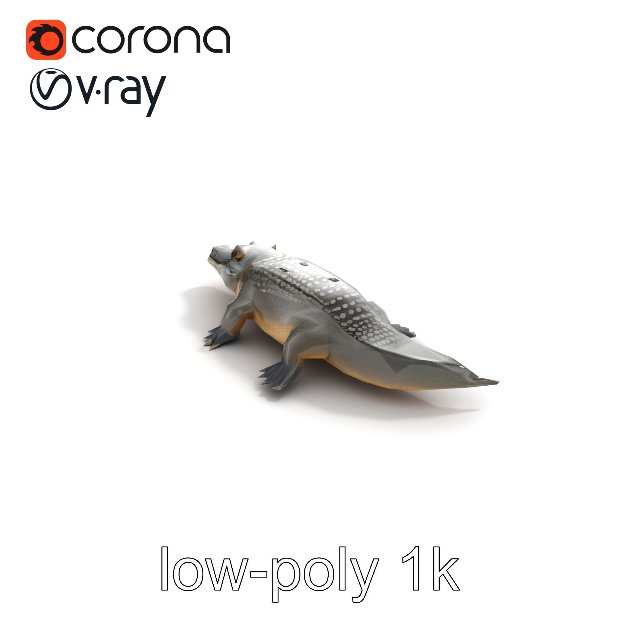 Colossal Saltwater Crocodile Sculpture model pack Low-poly 3D model_9