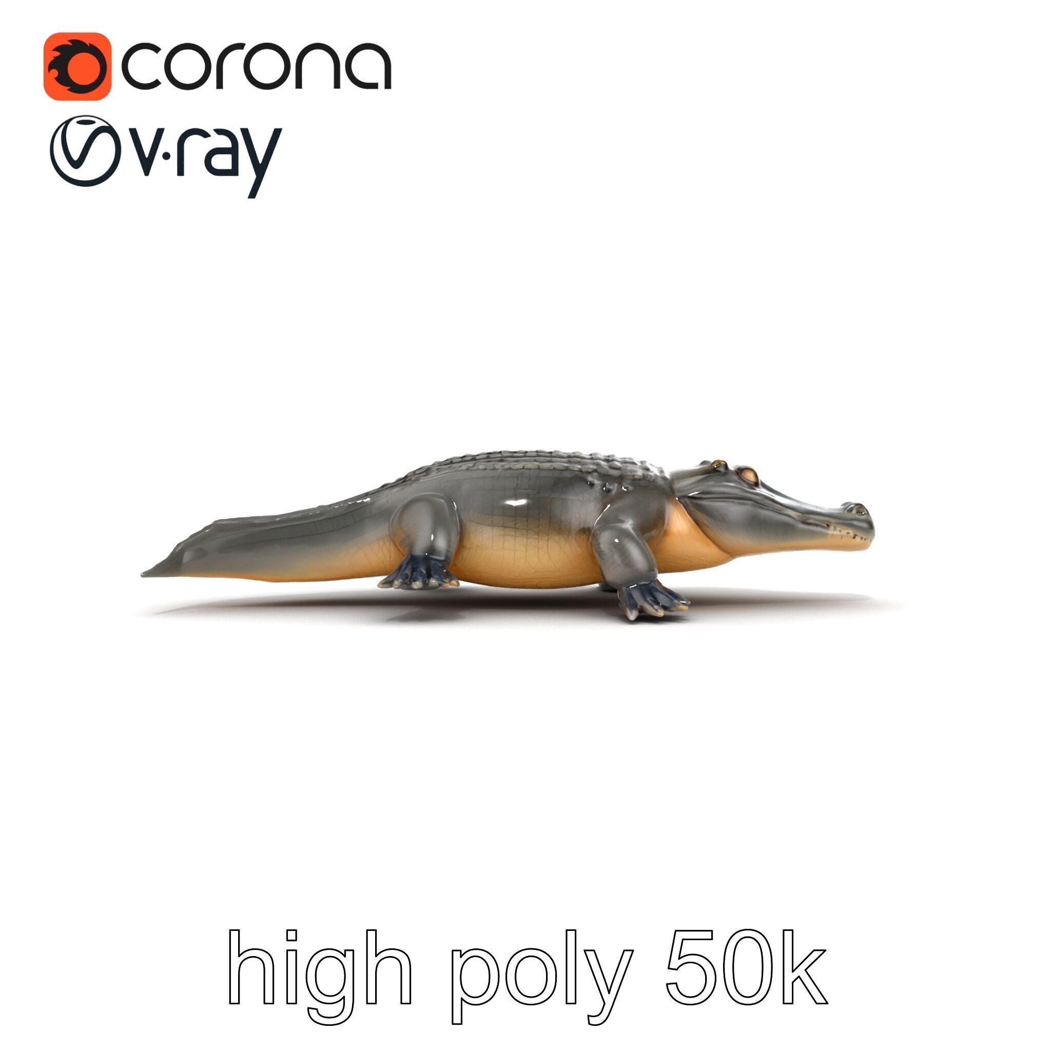 Colossal Saltwater Crocodile Sculpture model pack Low-poly 3D model_24
