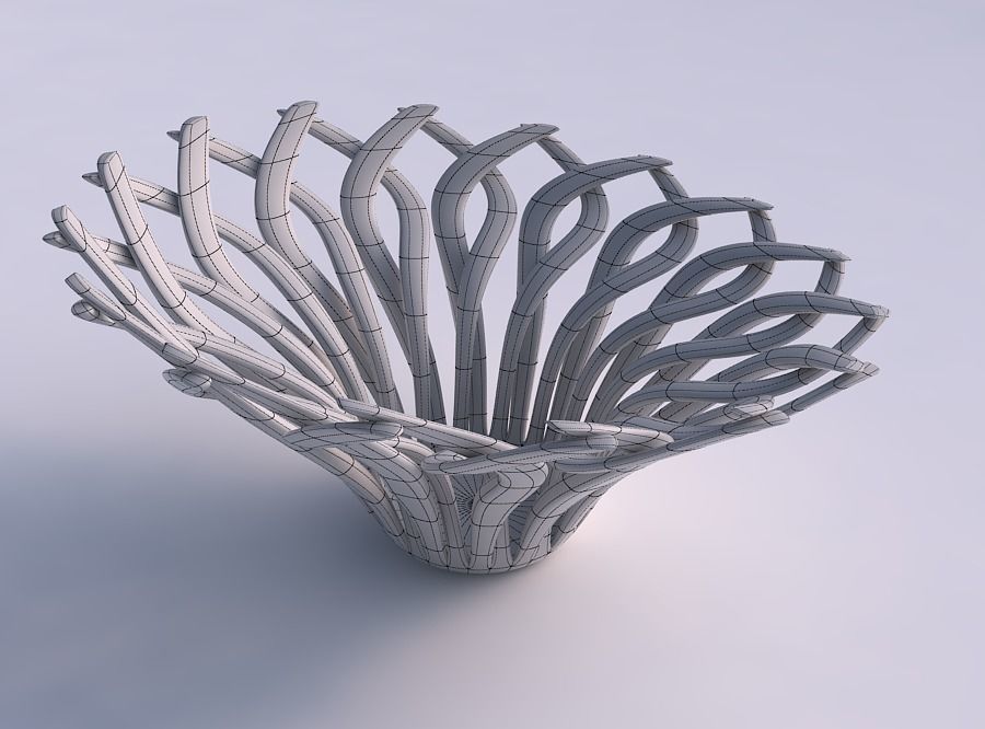 Bowl with twisted muscle structure squeezed with streched top... 3D print model_5