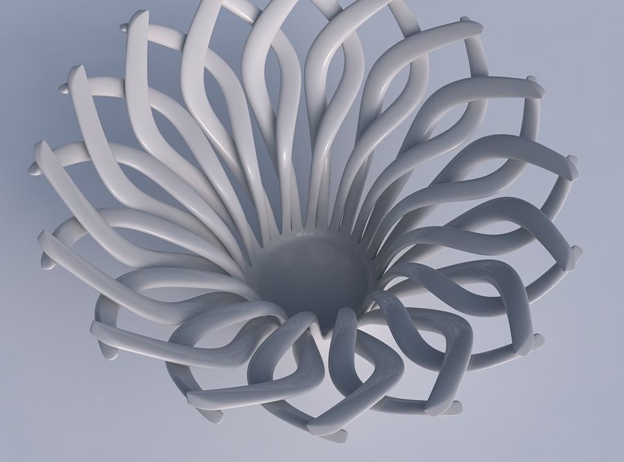 Bowl with twisted muscle structure squeezed with streched top... 3D print model_1