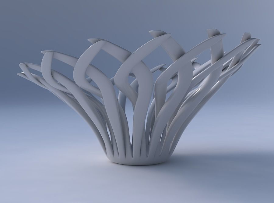 Bowl with twisted muscle structure squeezed with streched top... 3D print model_4