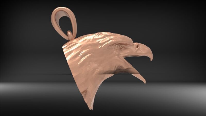 Eagle Head pendant jewelry gold necklace medallion 3D print model_19