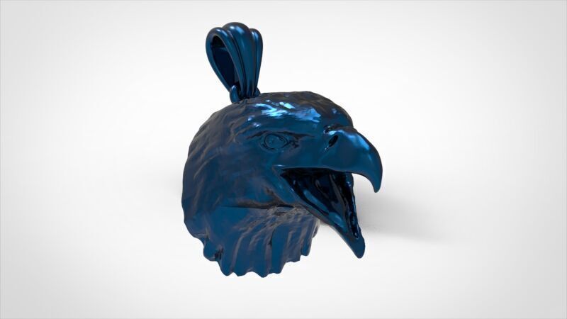Eagle Head pendant jewelry gold necklace medallion 3D print model_25