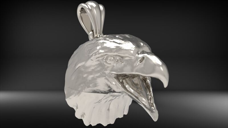 Eagle Head pendant jewelry gold necklace medallion 3D print model_33