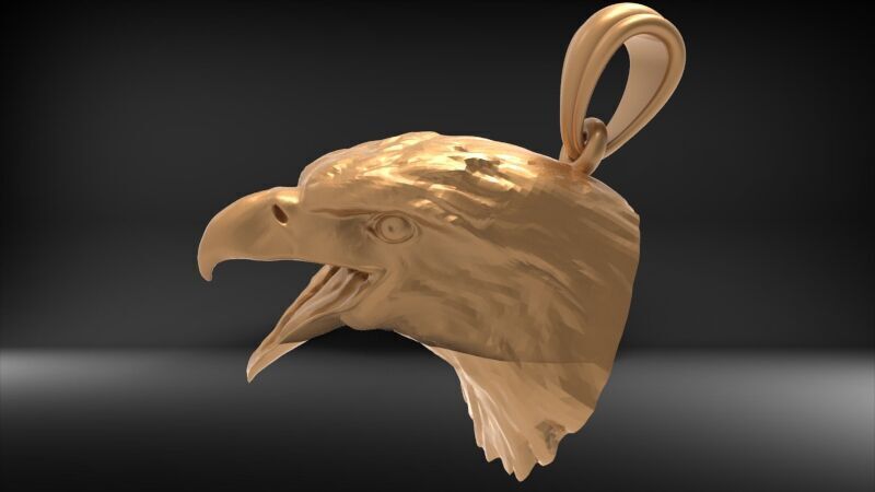 Eagle Head pendant jewelry gold necklace medallion 3D print model_35