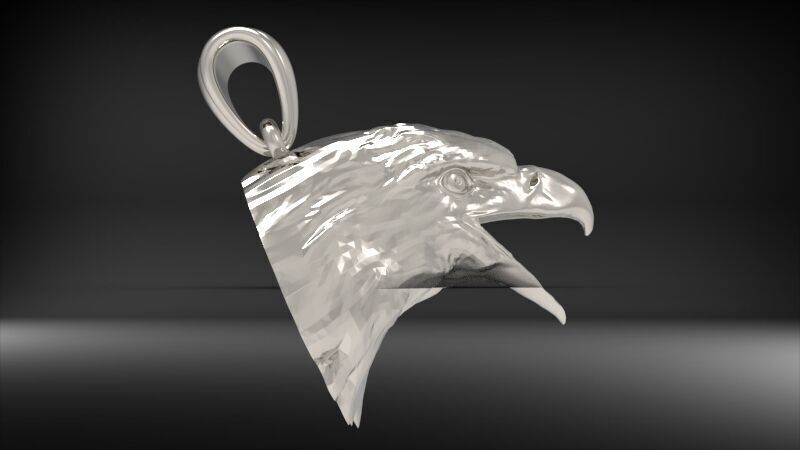 Eagle Head pendant jewelry gold necklace medallion 3D print model_16
