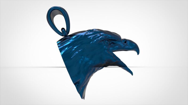 Eagle Head pendant jewelry gold necklace medallion 3D print model_24