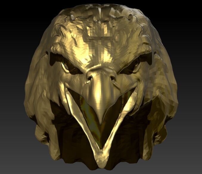 Eagle Head pendant jewelry gold necklace medallion 3D print model_8