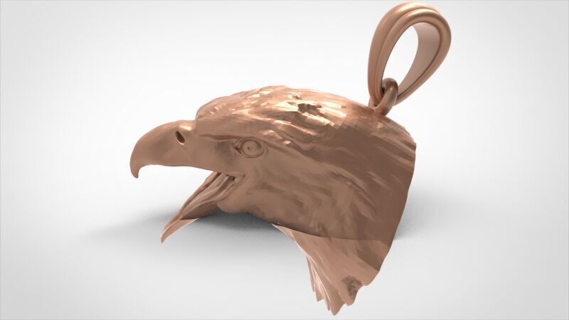 Eagle Head pendant jewelry gold necklace medallion 3D print model_37