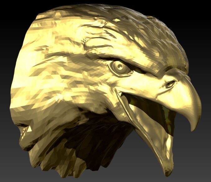 Eagle Head pendant jewelry gold necklace medallion 3D print model_7