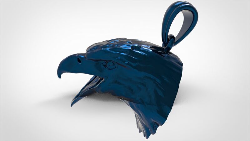 Eagle Head pendant jewelry gold necklace medallion 3D print model_41