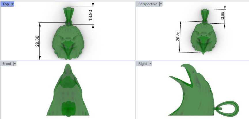 Eagle Head pendant jewelry gold necklace medallion 3D print model_12