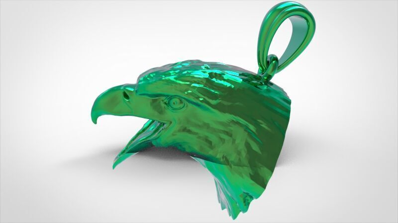 Eagle Head pendant jewelry gold necklace medallion 3D print model_40