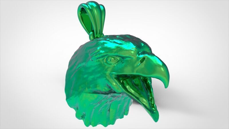 Eagle Head pendant jewelry gold necklace medallion 3D print model_26