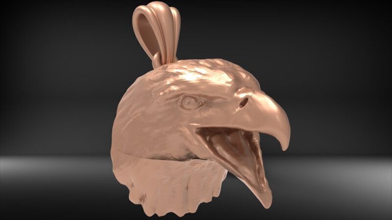 Eagle Head pendant jewelry gold necklace medallion 3D print model_32