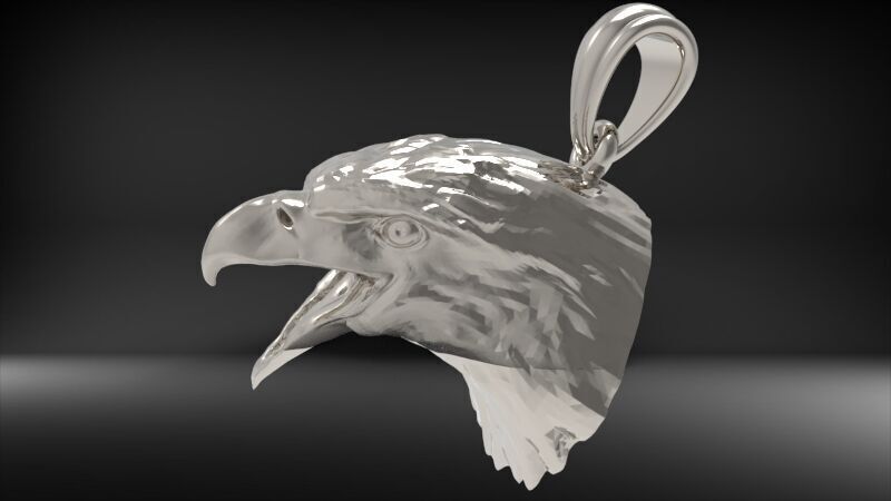 Eagle Head pendant jewelry gold necklace medallion 3D print model_36