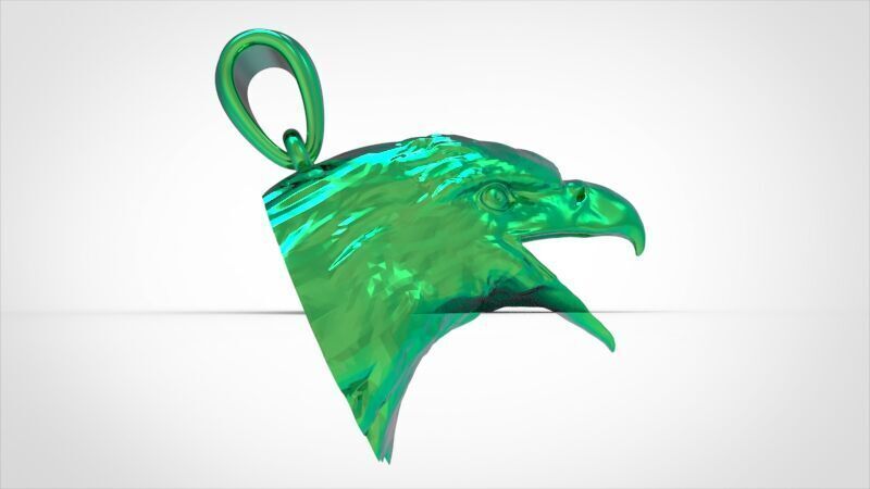 Eagle Head pendant jewelry gold necklace medallion 3D print model_23