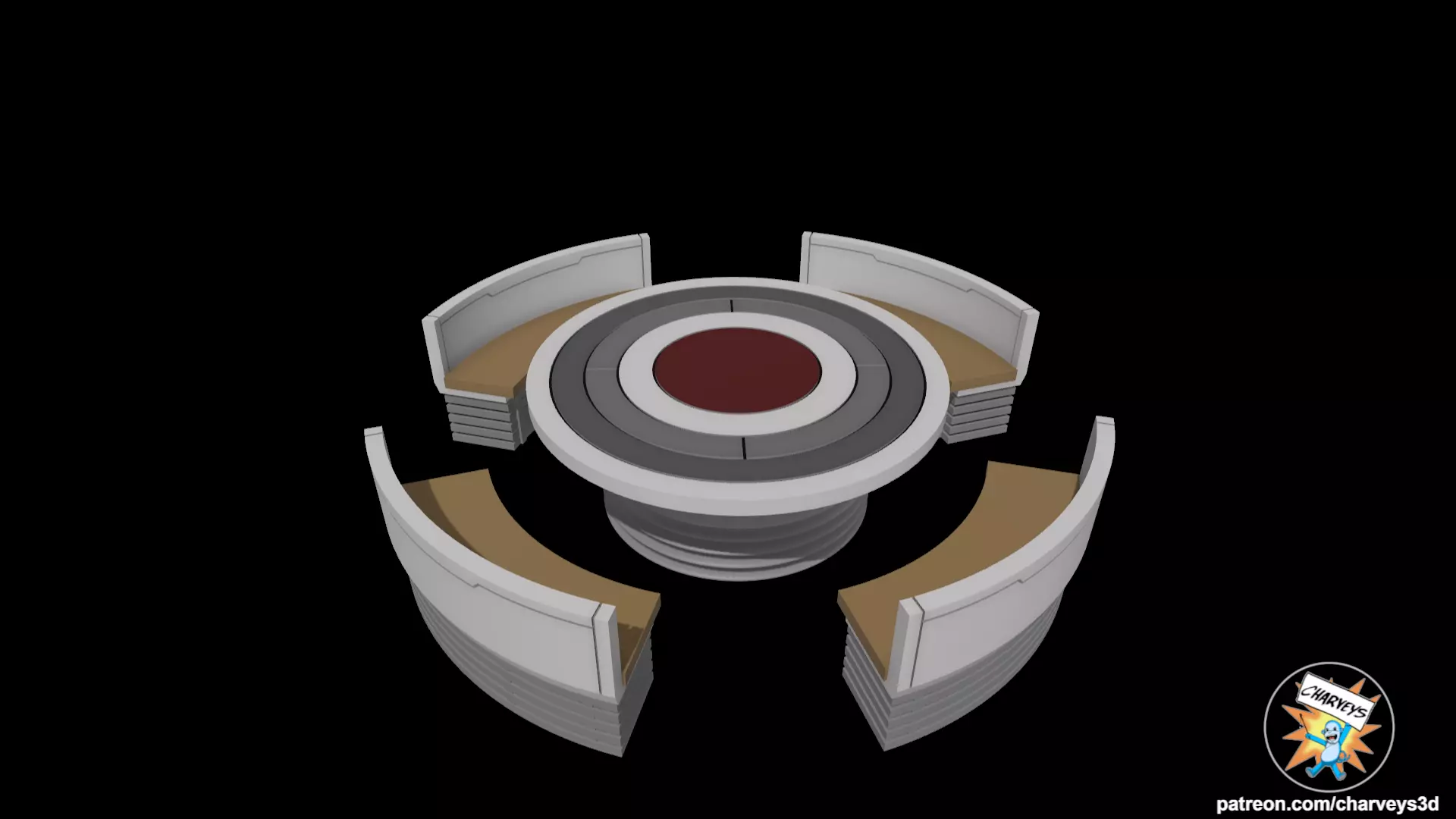 Star Wars T6 Shuttle Table and Benches for 4 and 6  inch figures 3D print model_0