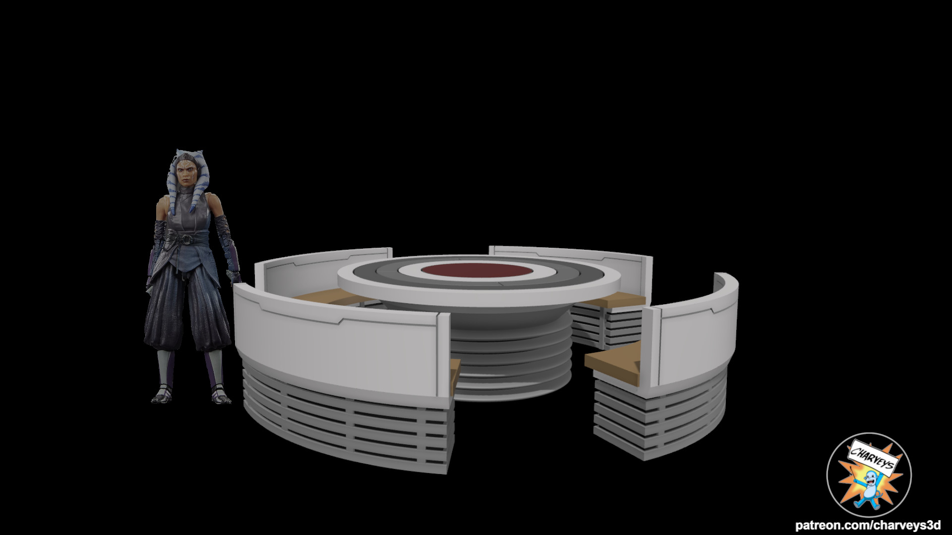 Star Wars T6 Shuttle Table and Benches for 4 and 6  inch figures 3D print model_1