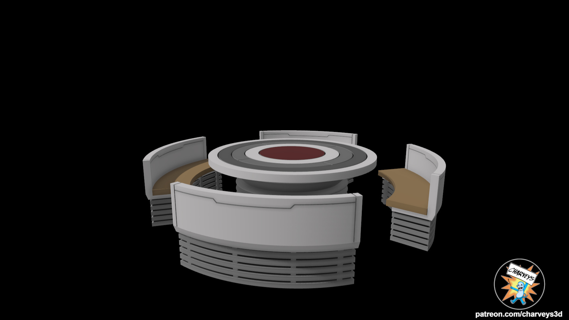 Star Wars T6 Shuttle Table and Benches for 4 and 6  inch figures 3D print model_2