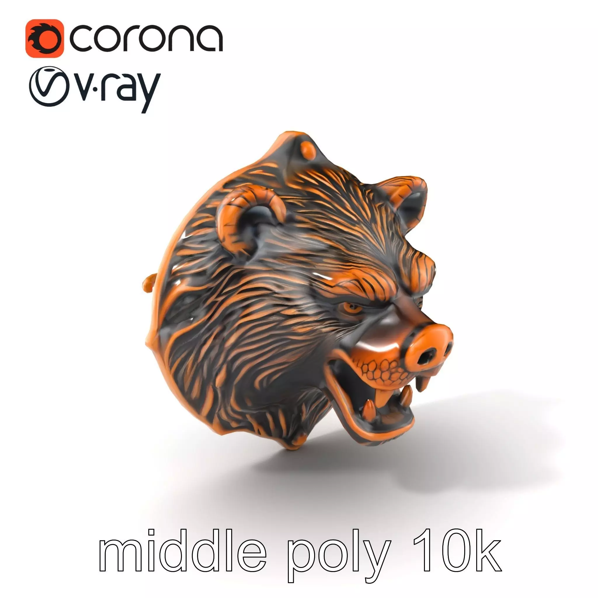 Bear Head Door Knocker Bronze Finish model pack Low-poly 3D model_0