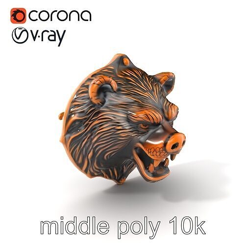 Bear Head Door Knocker Bronze Finish model pack Low-poly 3D model