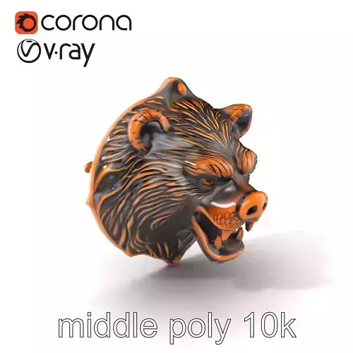 Bear Head Door Knocker Bronze Finish model pack