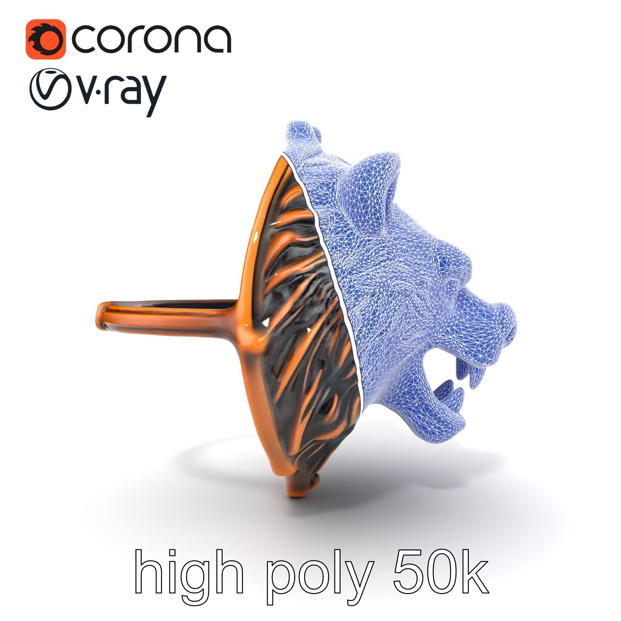 Bear Head Door Knocker Bronze Finish model pack Low-poly 3D model_28