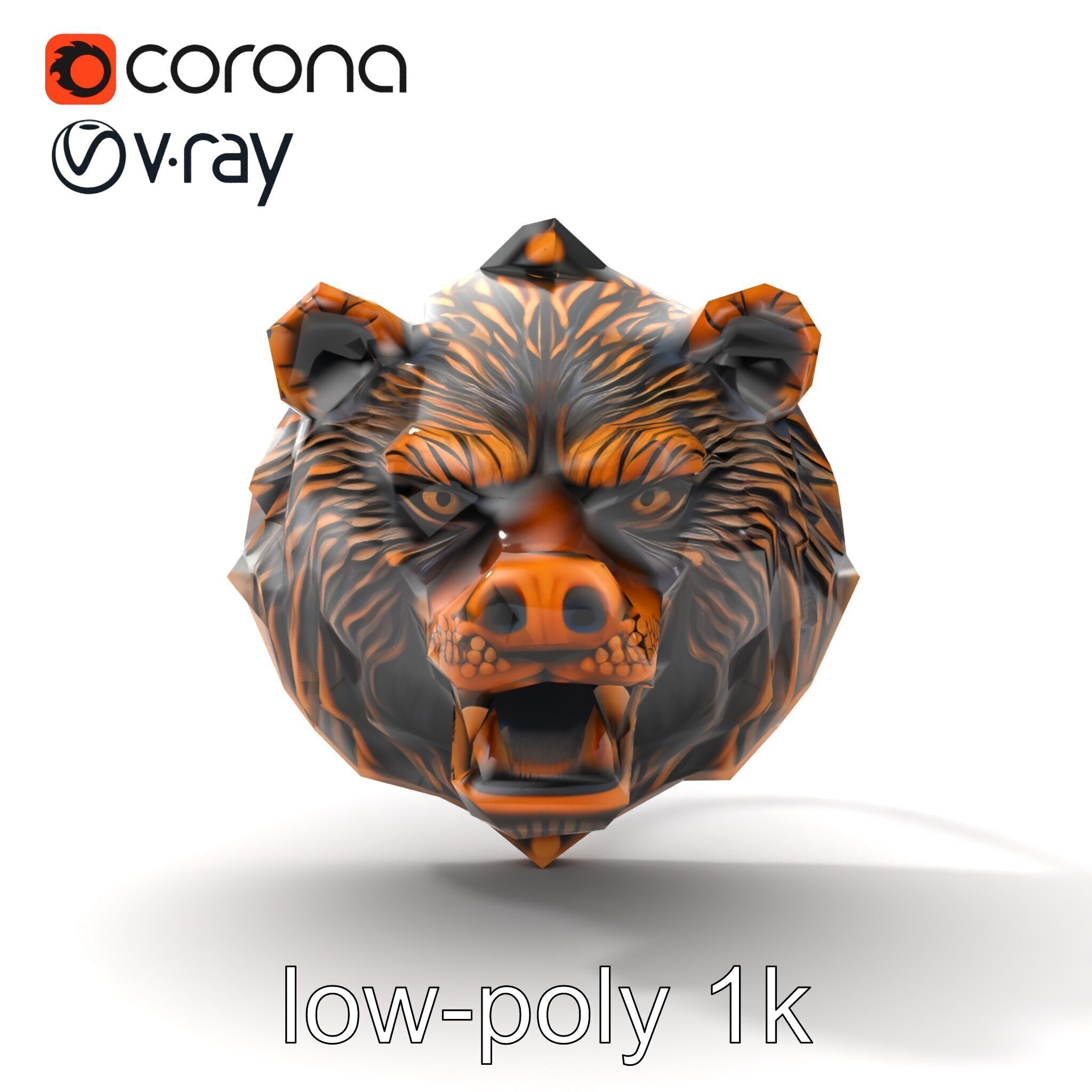 Bear Head Door Knocker Bronze Finish model pack Low-poly 3D model_18