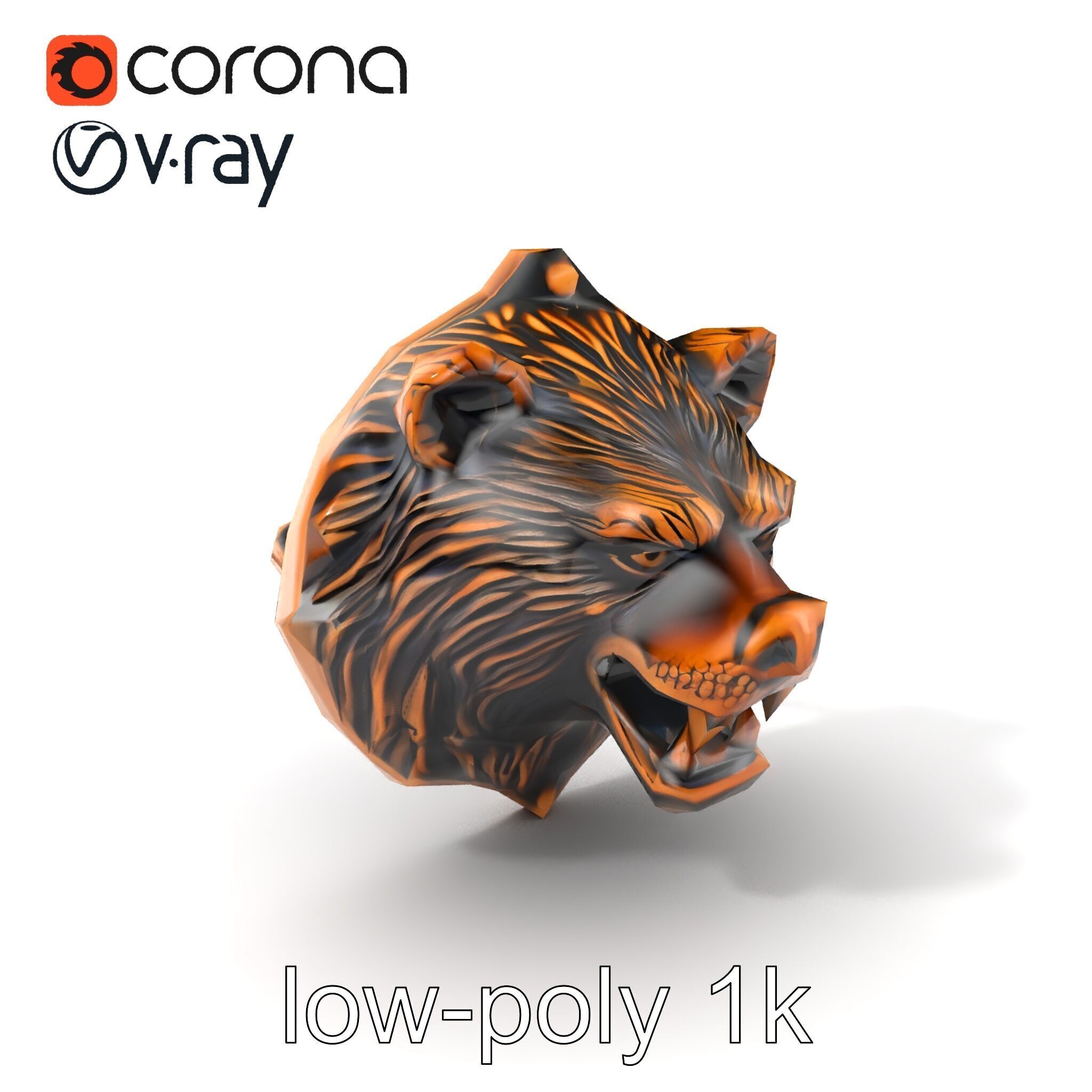 Bear Head Door Knocker Bronze Finish model pack Low-poly 3D model_5