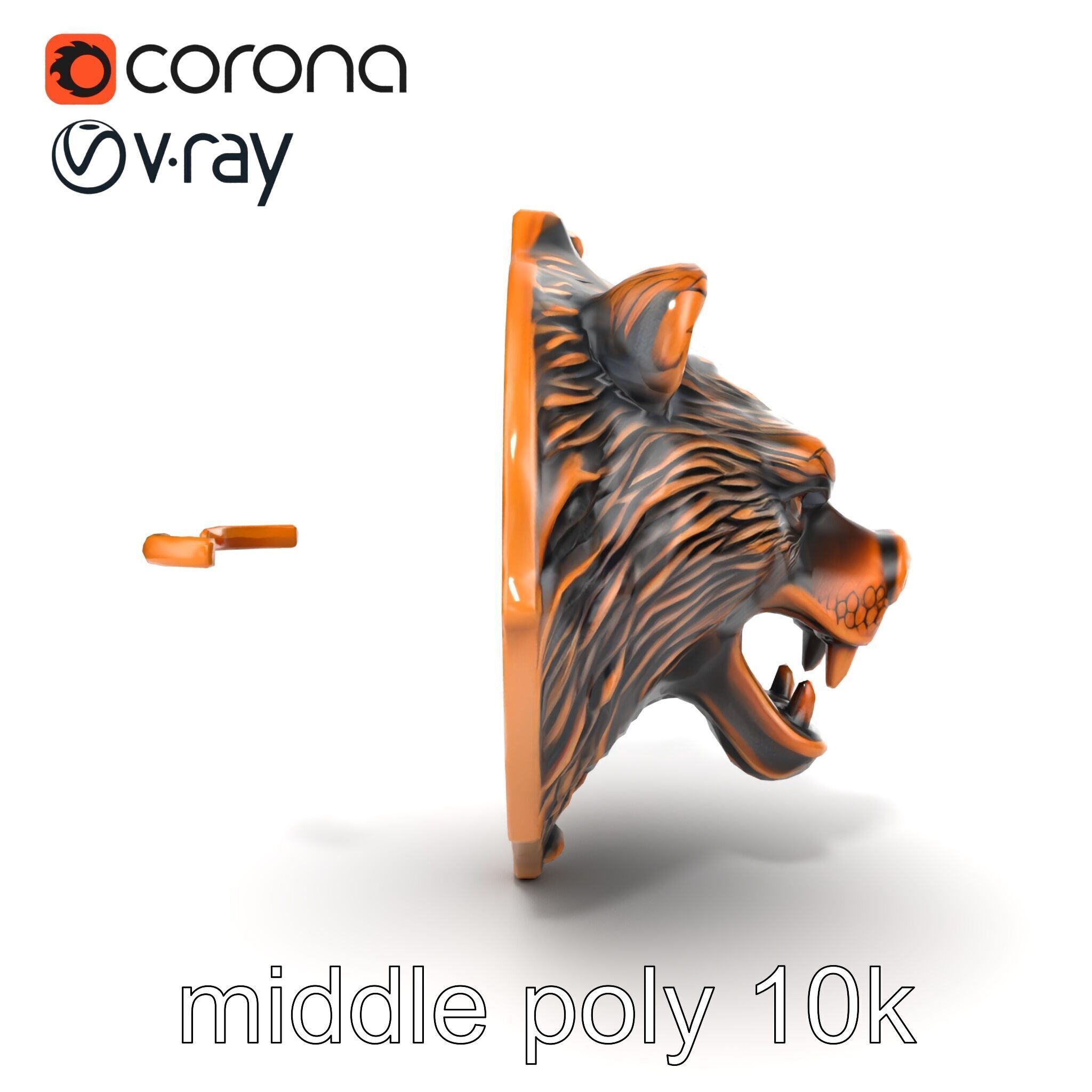 Bear Head Door Knocker Bronze Finish model pack Low-poly 3D model_13