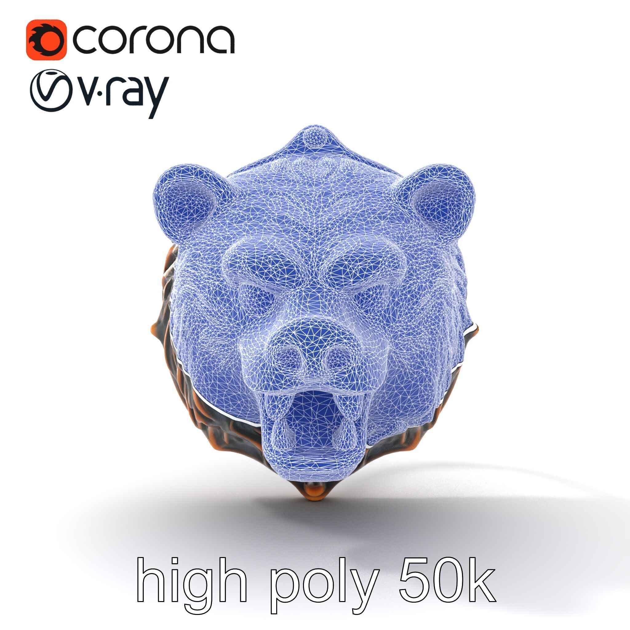 Bear Head Door Knocker Bronze Finish model pack Low-poly 3D model_29