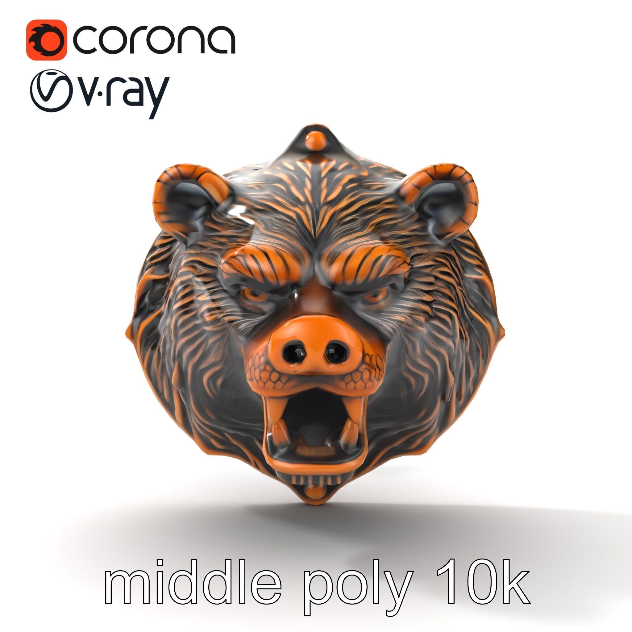 Bear Head Door Knocker Bronze Finish model pack Low-poly 3D model_27