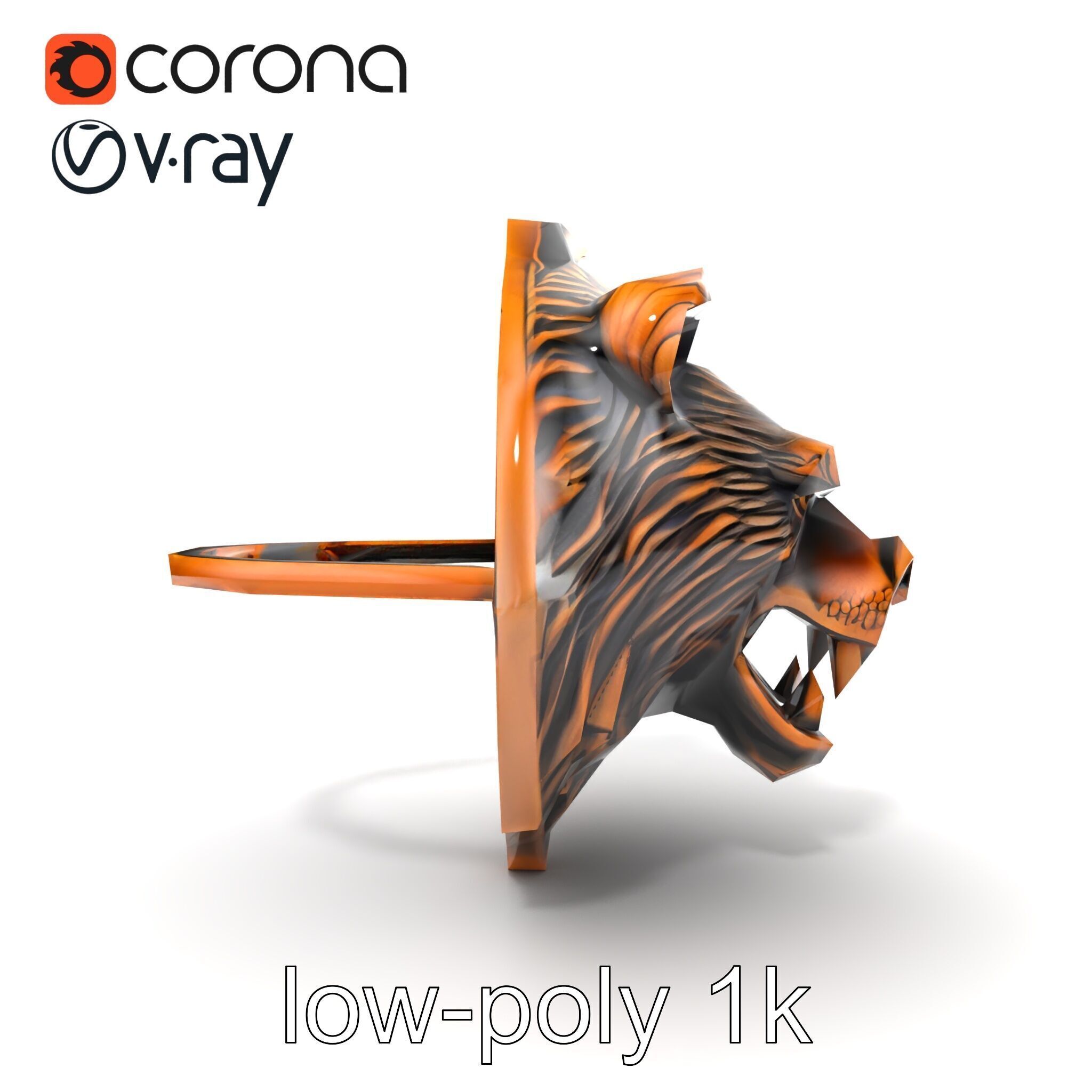 Bear Head Door Knocker Bronze Finish model pack Low-poly 3D model_24