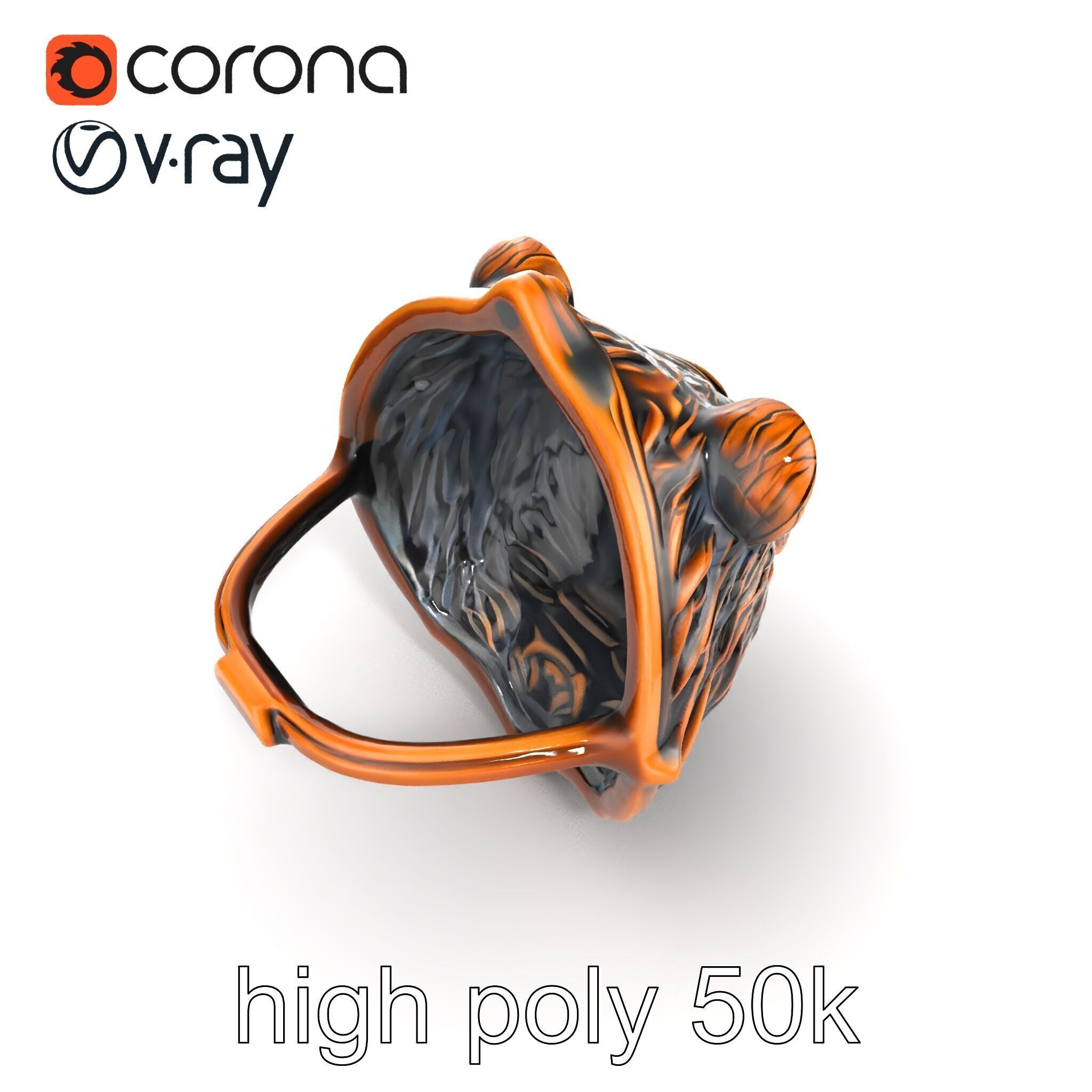 Bear Head Door Knocker Bronze Finish model pack Low-poly 3D model_17