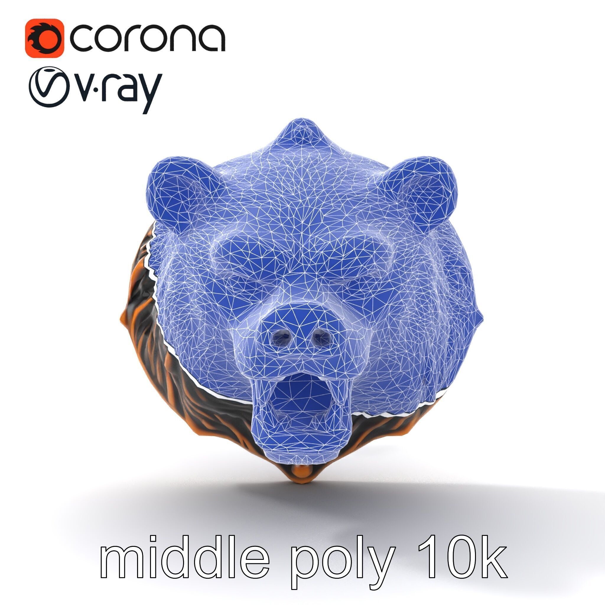 Bear Head Door Knocker Bronze Finish model pack Low-poly 3D model_31