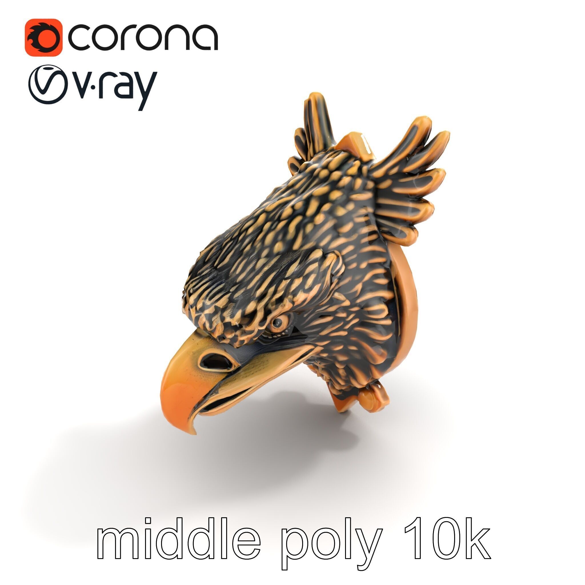 Eagle Head Door Knocker Sculpture model pack Low-poly 3D model_8