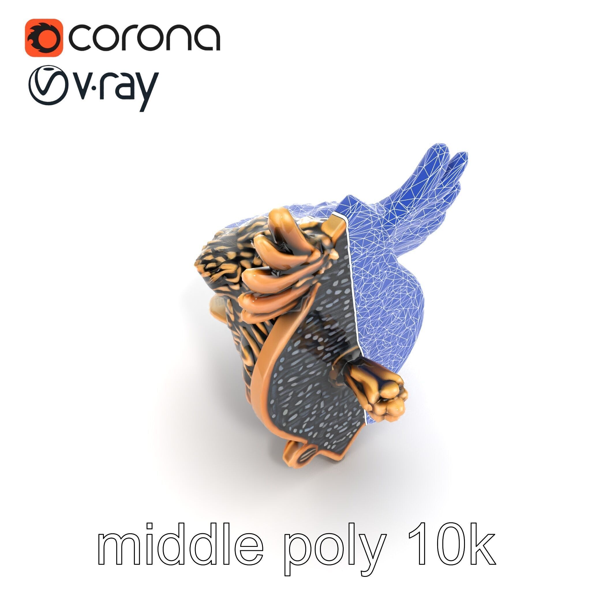 Eagle Head Door Knocker Sculpture model pack Low-poly 3D model_11