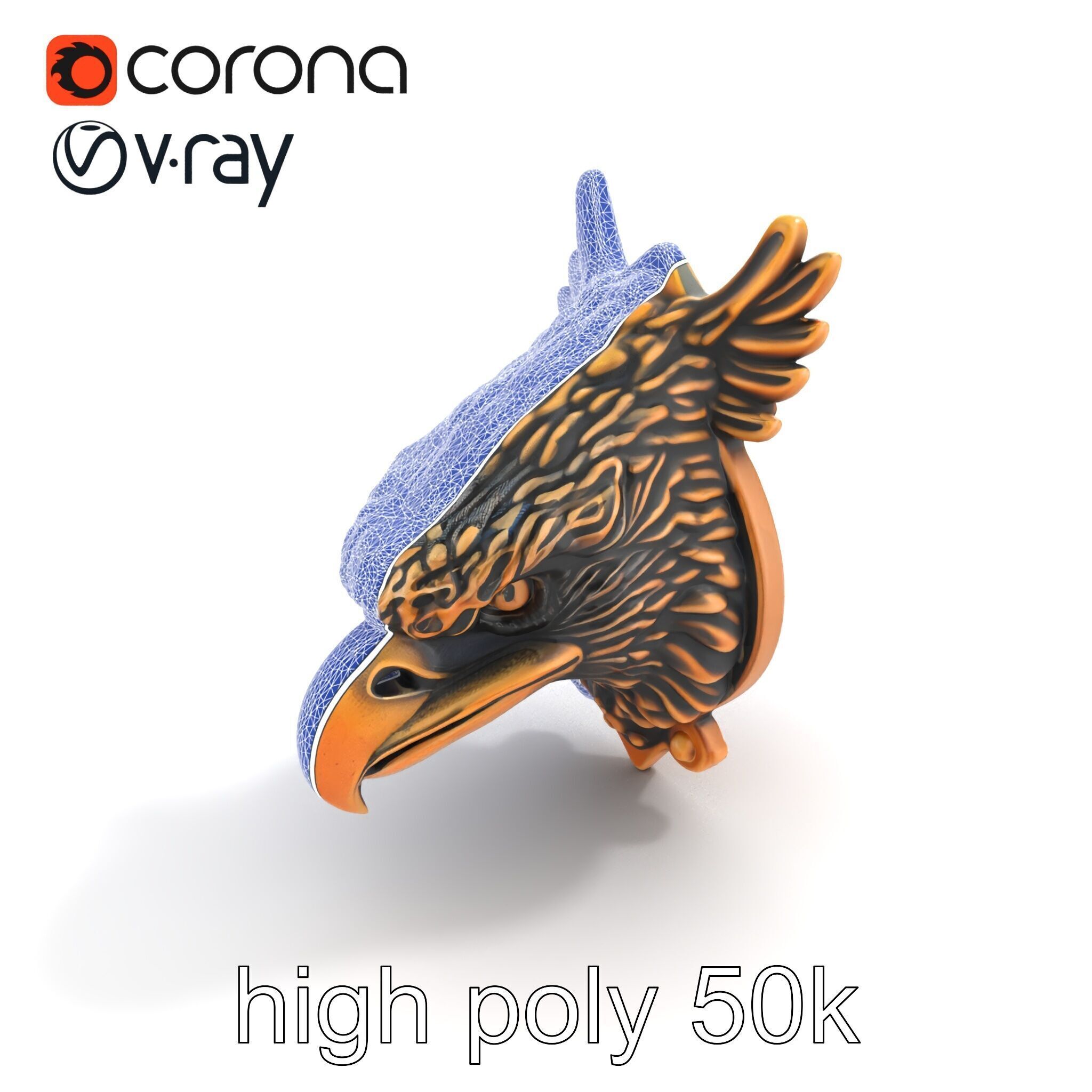 Eagle Head Door Knocker Sculpture model pack Low-poly 3D model_19