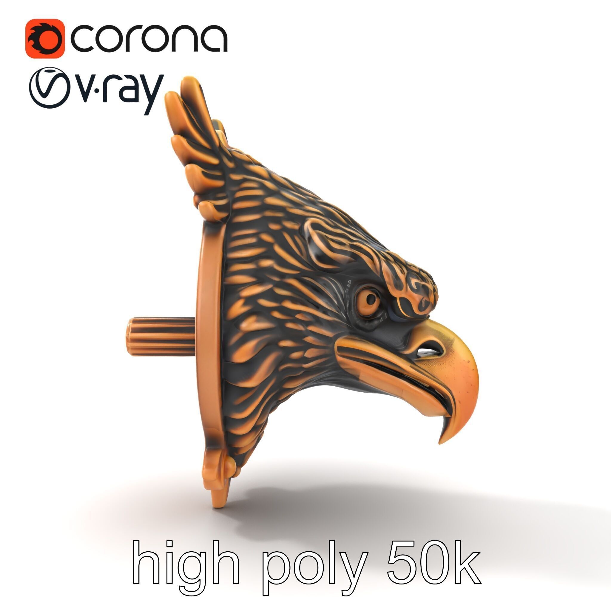 Eagle Head Door Knocker Sculpture model pack Low-poly 3D model_27