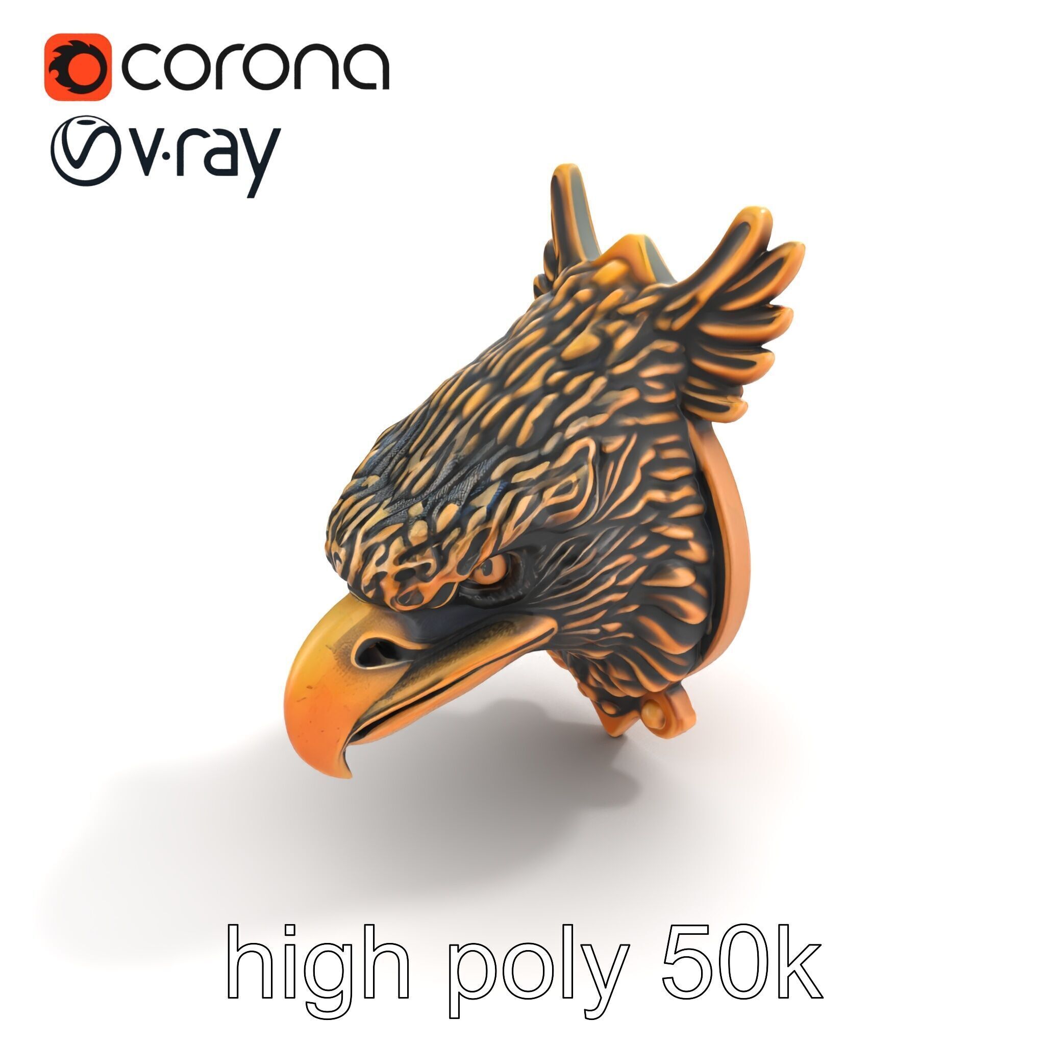 Eagle Head Door Knocker Sculpture model pack Low-poly 3D model_26