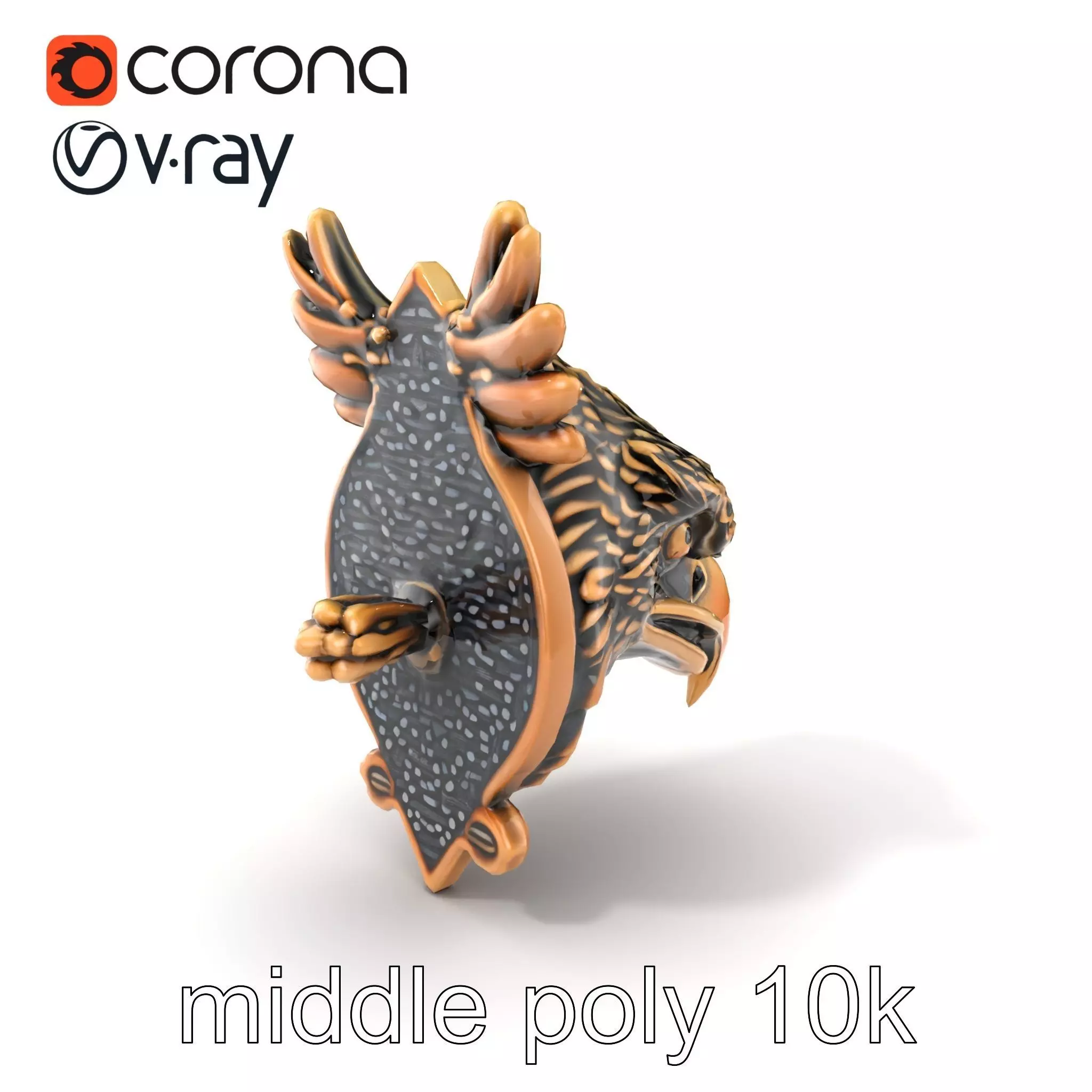 Eagle Head Door Knocker Sculpture model pack Low-poly 3D model_0