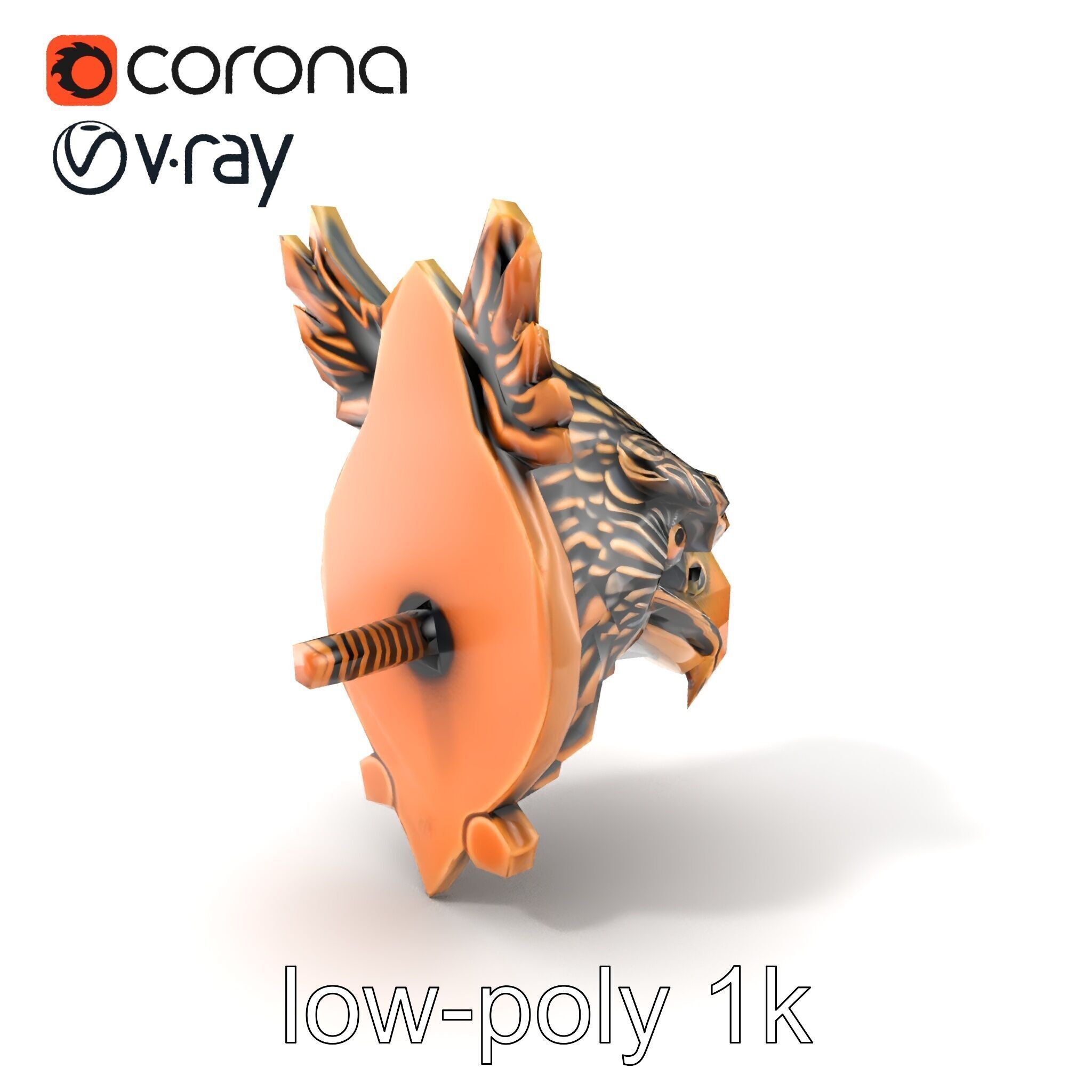 Eagle Head Door Knocker Sculpture model pack Low-poly 3D model_5