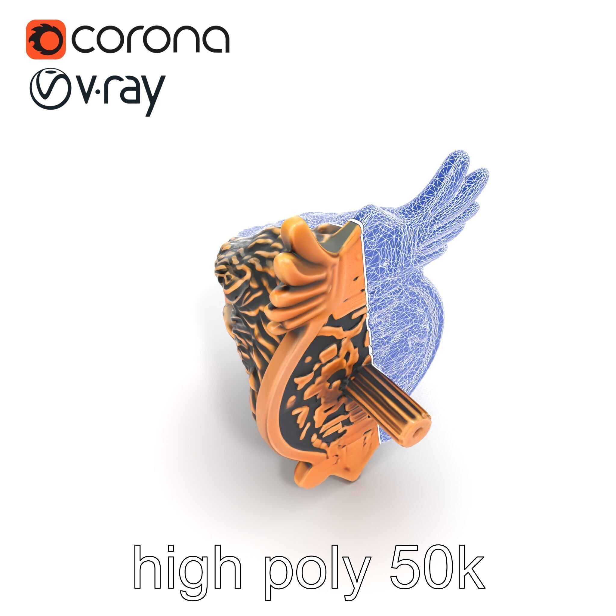 Eagle Head Door Knocker Sculpture model pack Low-poly 3D model_29