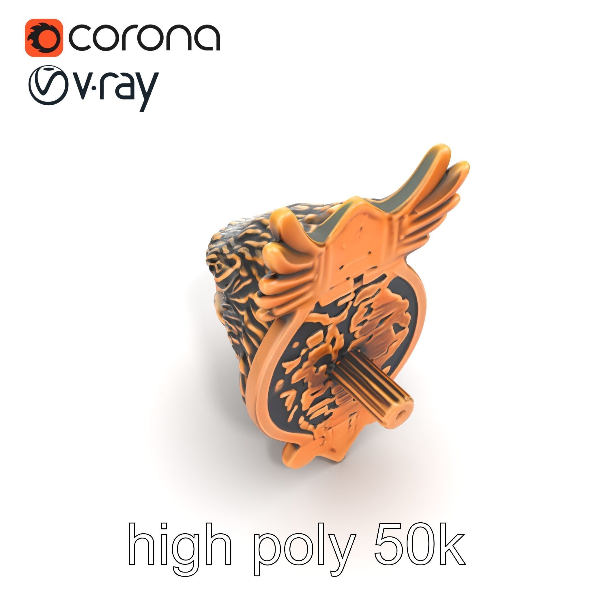 Eagle Head Door Knocker Sculpture model pack Low-poly 3D model_15