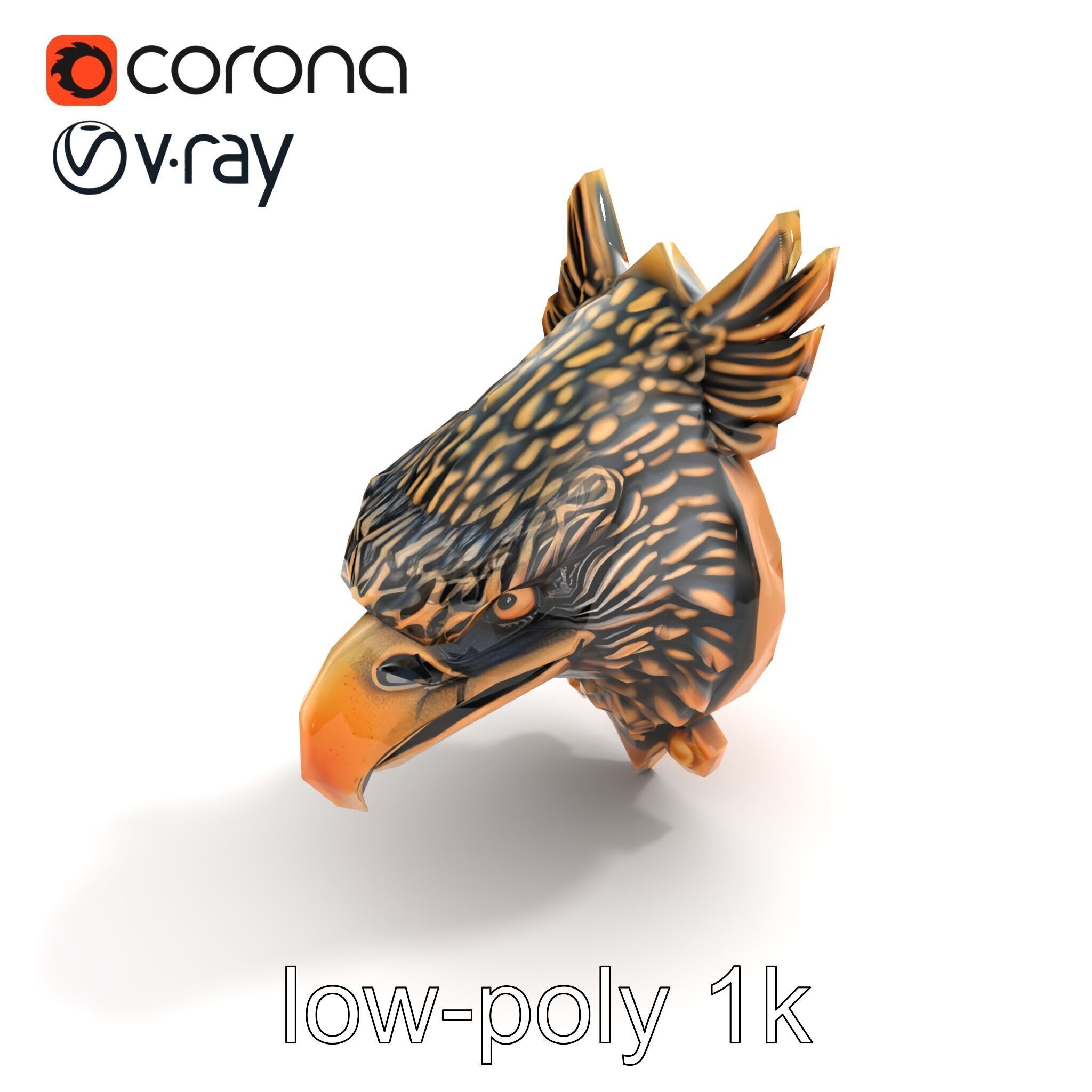 Eagle Head Door Knocker Sculpture model pack Low-poly 3D model_9